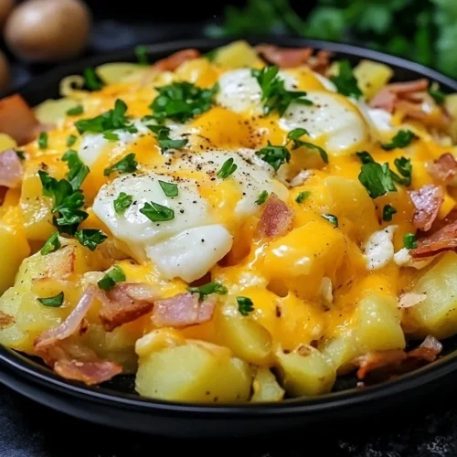 Cheesy Potato Egg Scramble