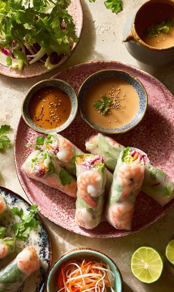 End Fresh Vietnamese Spring Rolls with Sauce