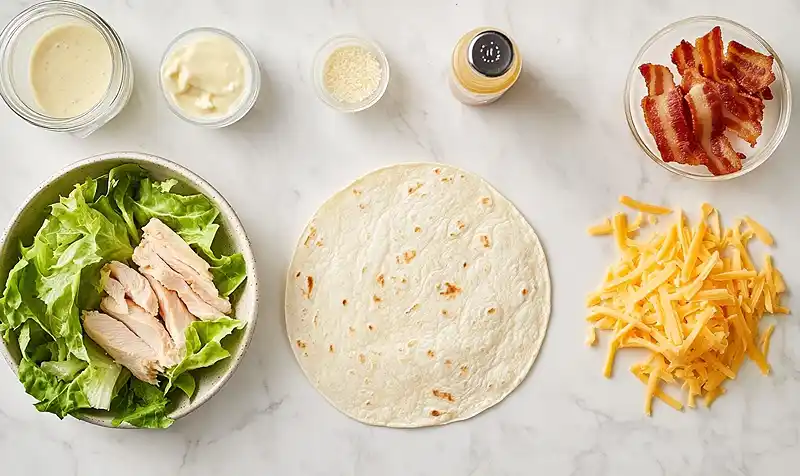 Homemade Crispy Bacon Ranch Chicken Wraps 3 Ingeredients of Homemade Crispy Bacon Ranch Chicken Wraps