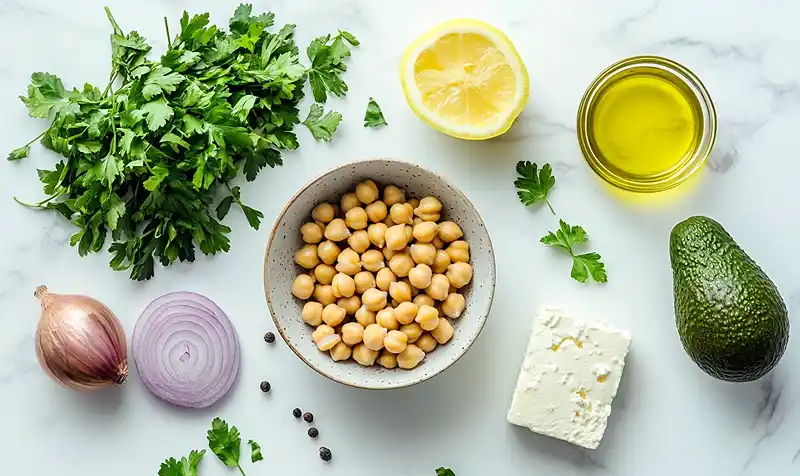 Chickpea Feta Avocado Salad (Fresh & Flavorful!) 3 Ingredients Of Chickpea Feta Avocado Salad