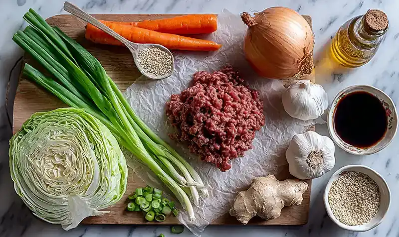Ingredients Of Egg Roll in a Bowl