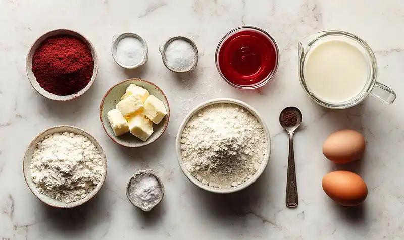 Ingredients of Red Velvet Cake Pops