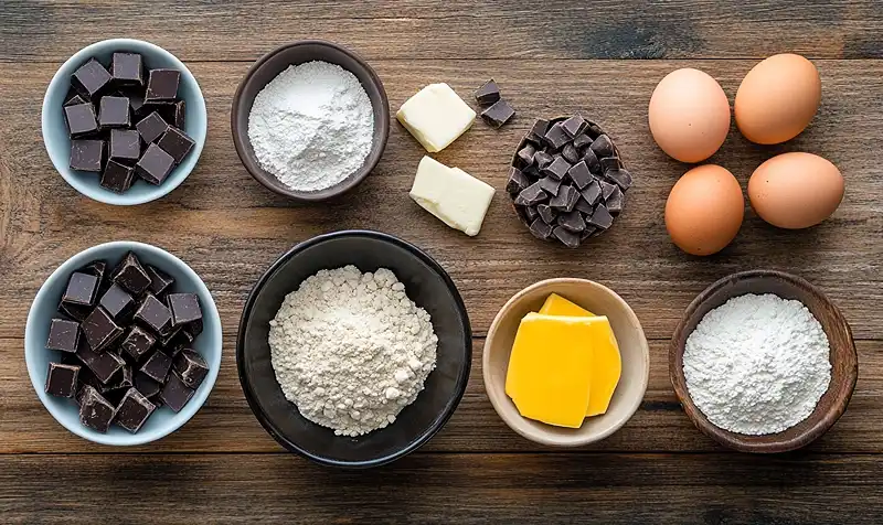 Main ingredients for Chocolate Baked Desserts