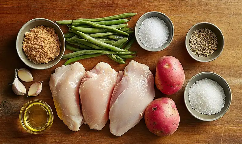 Main ingredients for Parmesan Crusted Chicken Sheet Pan Dinner