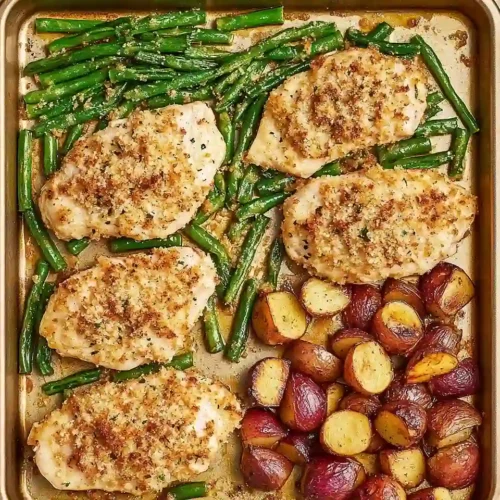 Parmesan Crusted Chicken Sheet Pan Dinner