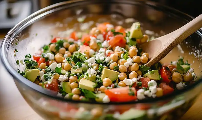 Chickpea Feta Avocado Salad (Fresh & Flavorful!) 4 Preparing Of Chickpea Feta Avocado Salad