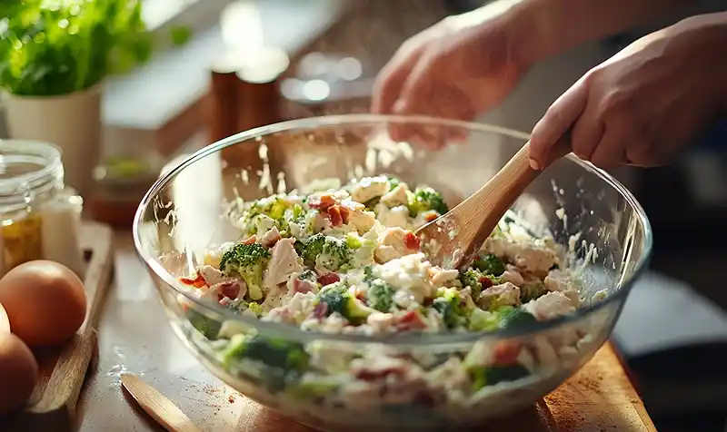 Preparing Of Creamy Low Carb Chicken Casserole