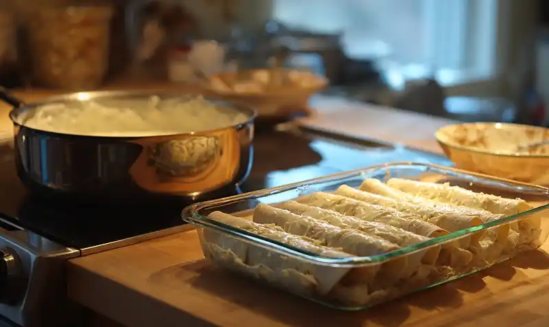 Easy Creamy White Chicken Enchiladas 4 Preparing Of Easy Creamy White Chicken Enchiladas