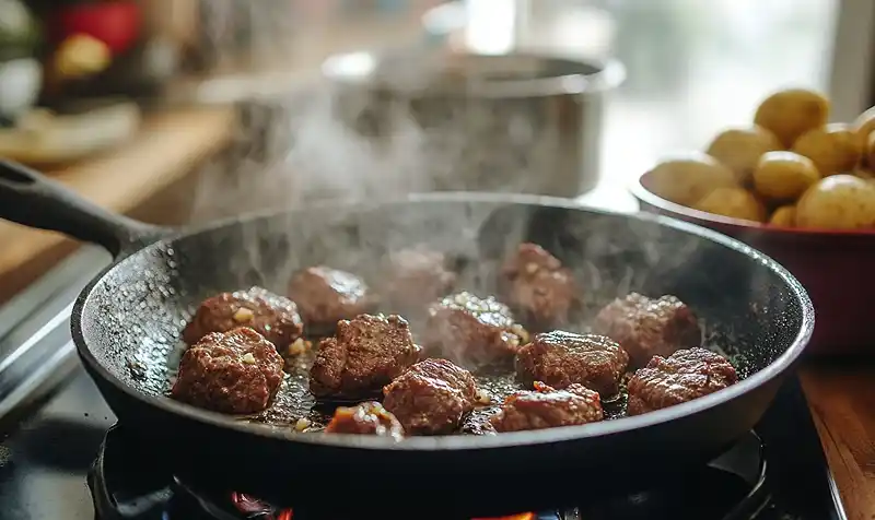 High Protein Slow Cooker Garlic Butter Beef Bites 4 Preparing Of High Protein Slow Cooker Garlic Butter Beef Bites