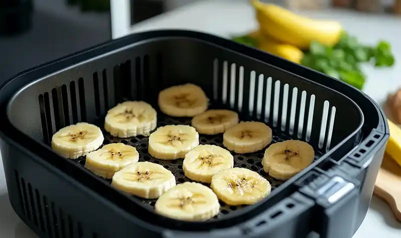 Preparing of Cinnamon-Sugar Air Fryer Banana Chips