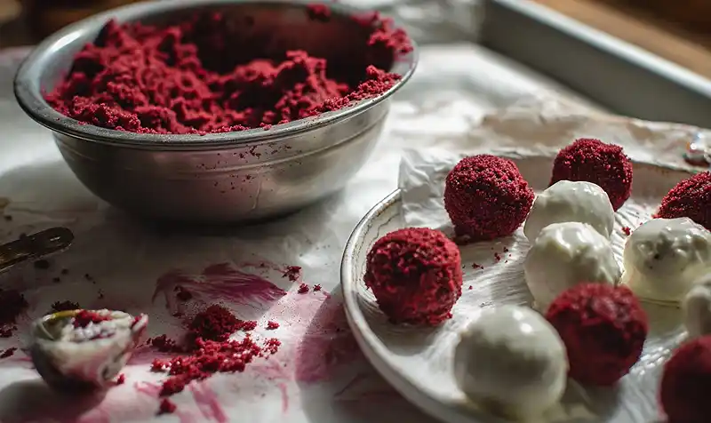 Preparing of Red Velvet Cake Pops