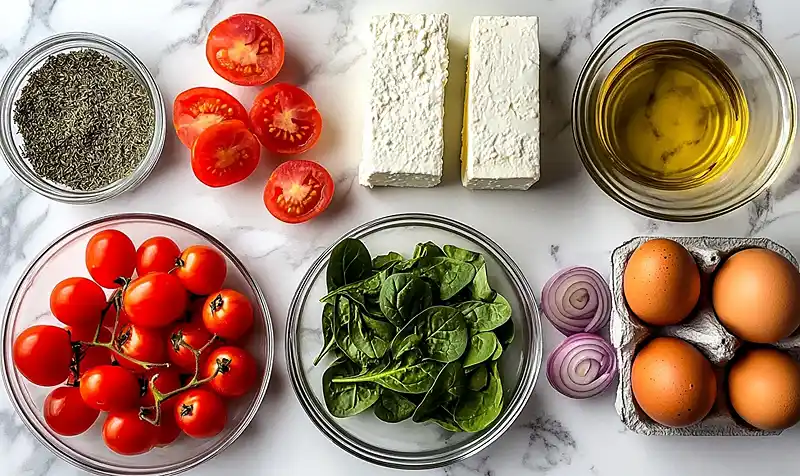 preparing Baked Feta Eggs Recipe