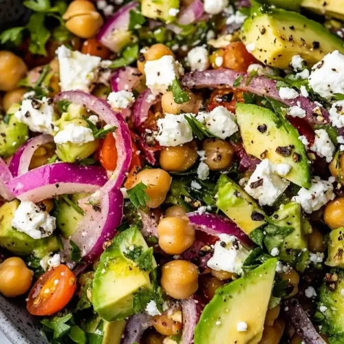 Chickpea Feta Avocado Salad