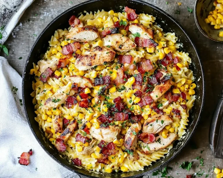 Creamy Chicken and Corn Pasta with Bacon