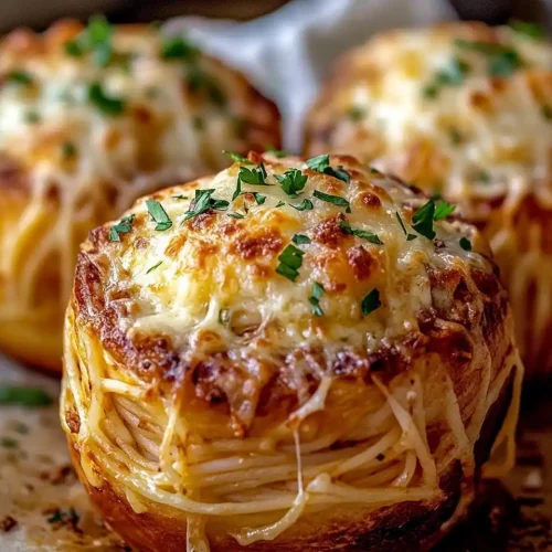 Easy Spaghetti Garlic Bread Bowls
