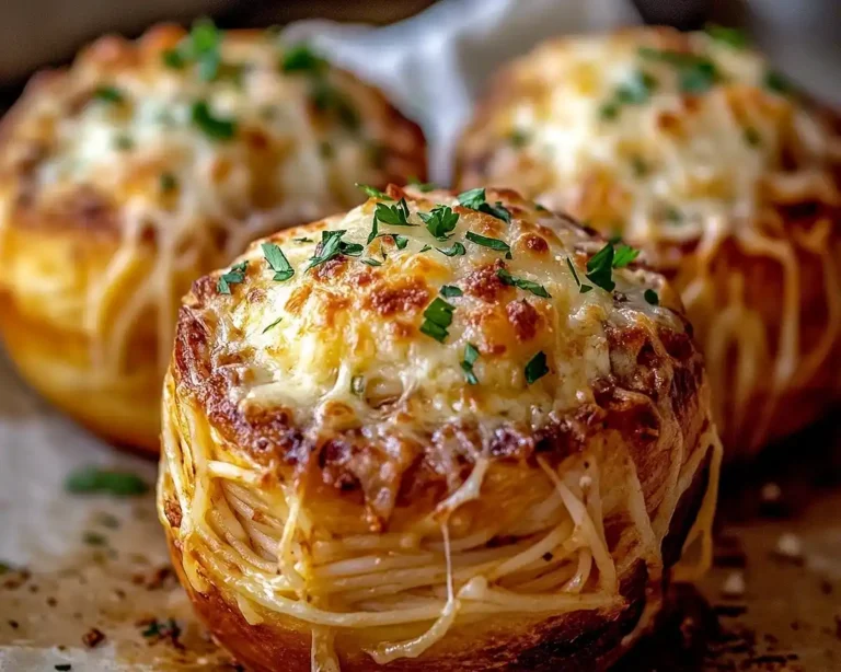 Easy Spaghetti Garlic Bread Bowls