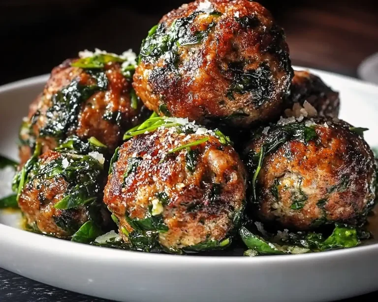 Easy Spinach & Garlic Meatballs Stuffed with Melty Mozzarella
