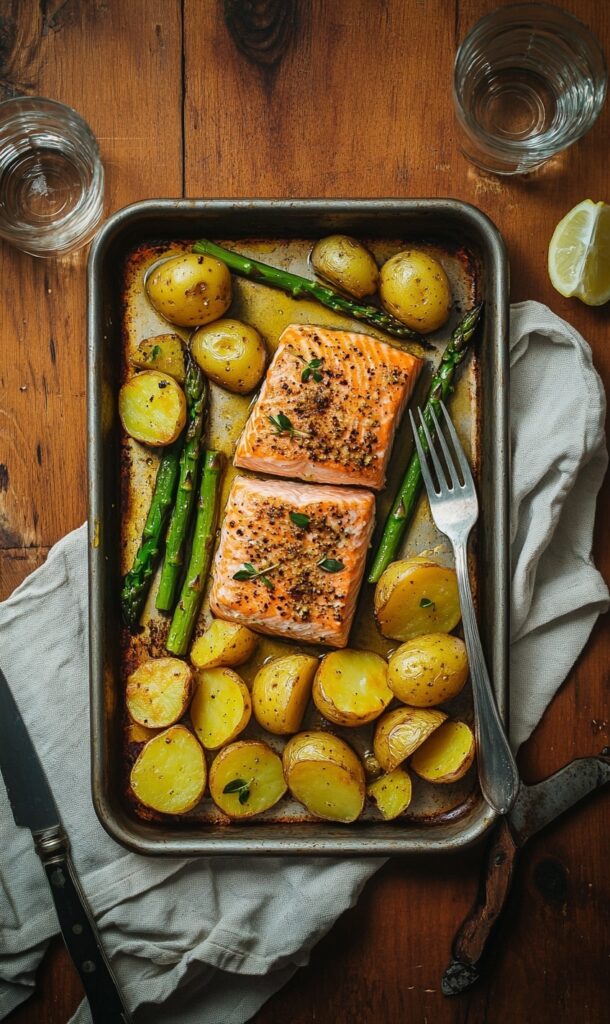 Baked Salmon with Potatoes and Asparagus Sheet Pan Dinner 5 End Of Baked Salmon with Potatoes and Asparagus