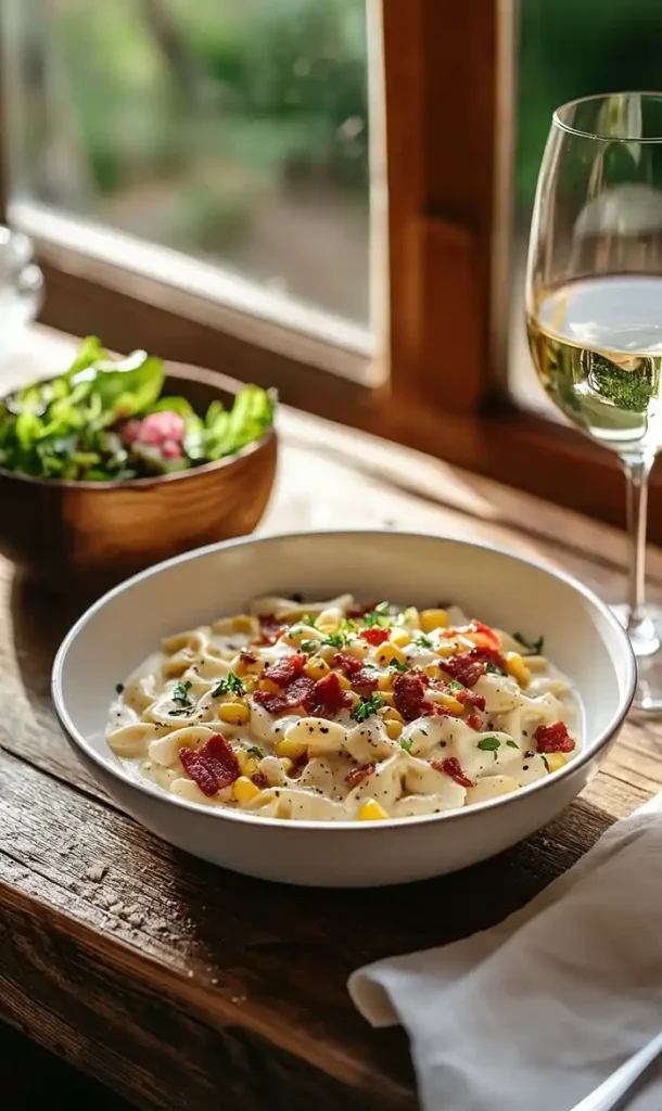 Creamy Chicken and Corn Pasta with Bacon (Ready in 30 Minutes!) 5 End Of Creamy Chicken and Corn Pasta with Bacon