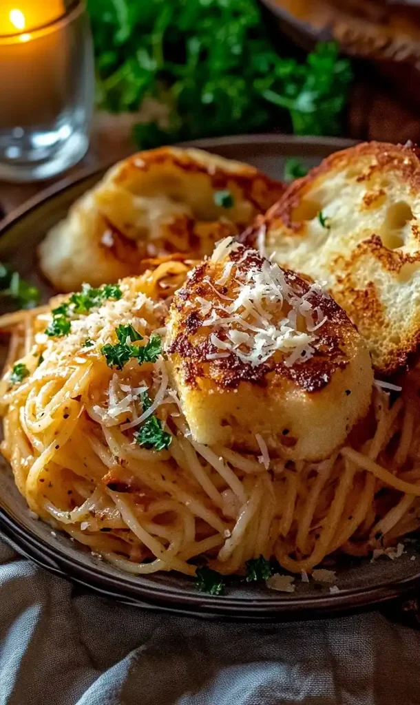 End Of Easy Spaghetti Garlic Bread Bowls