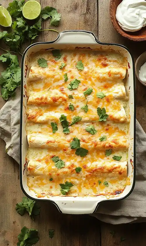 White Chicken Enchiladas with Creamy White Sauce 5 End Of White Chicken Enchiladas with Creamy White Sauce