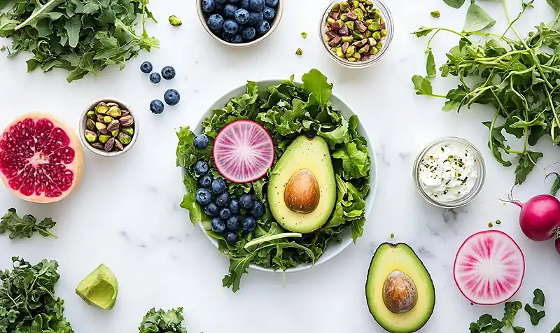 Ingredients Of Blueberry Pistachio Spring Salad