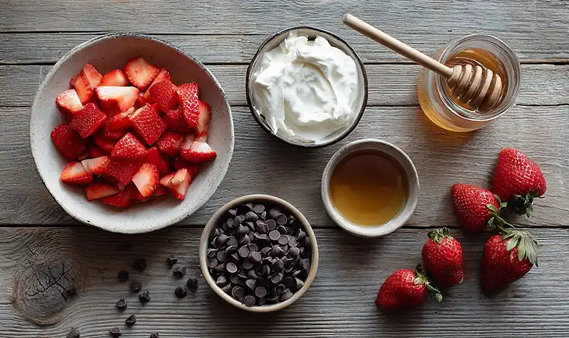Ingredients Of Chocolate Strawberry Yogurt Clusters Recipe