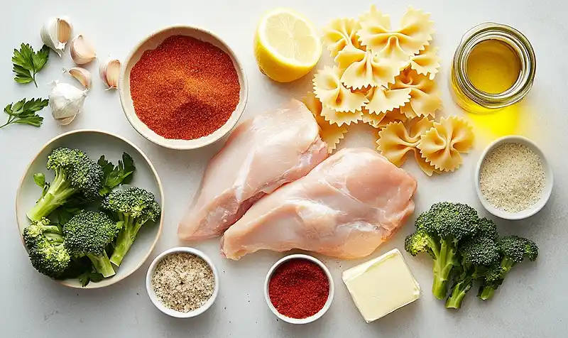 Ingredients Of Cowboy Butter Lemon Bowtie Chicken Pasta