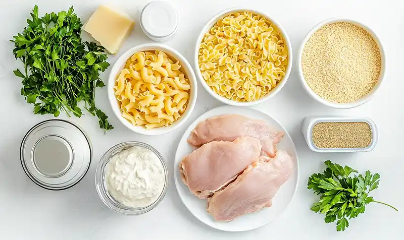 Ingredients Of Delicious Chicken Cordon Bleu Casserole
