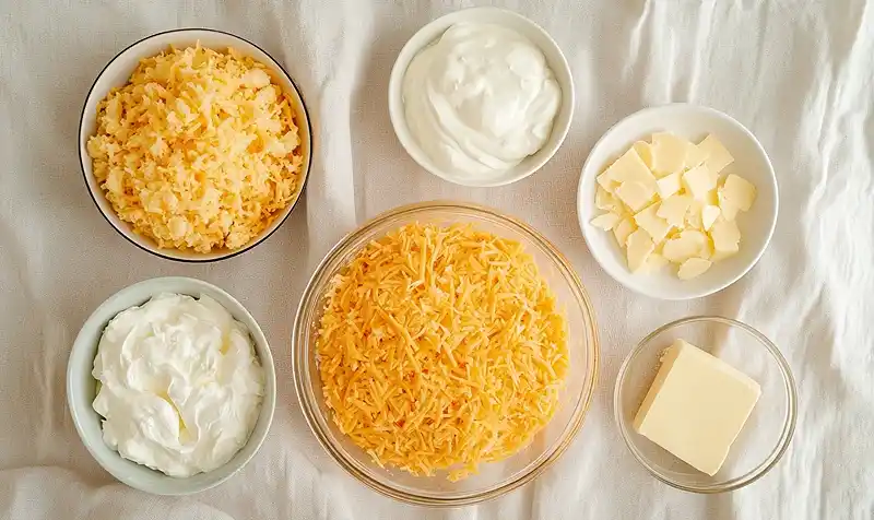 Ingredients Of Easy Cheesy Hashbrown Casserole