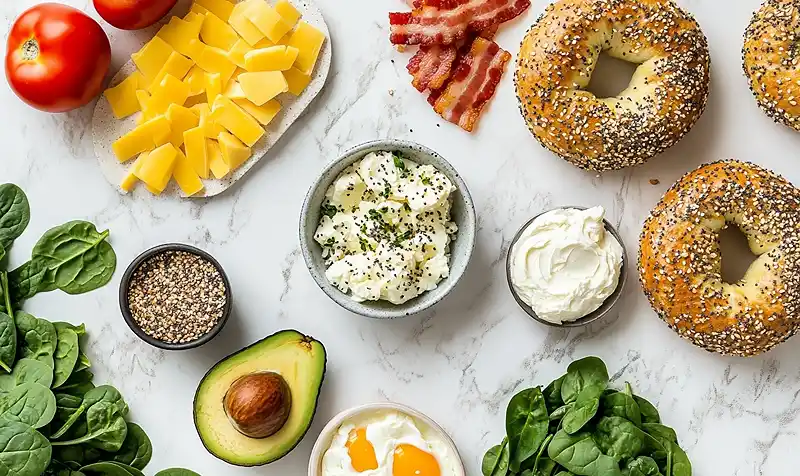 Ingredients Of Everything Bagel Breakfast Sandwich