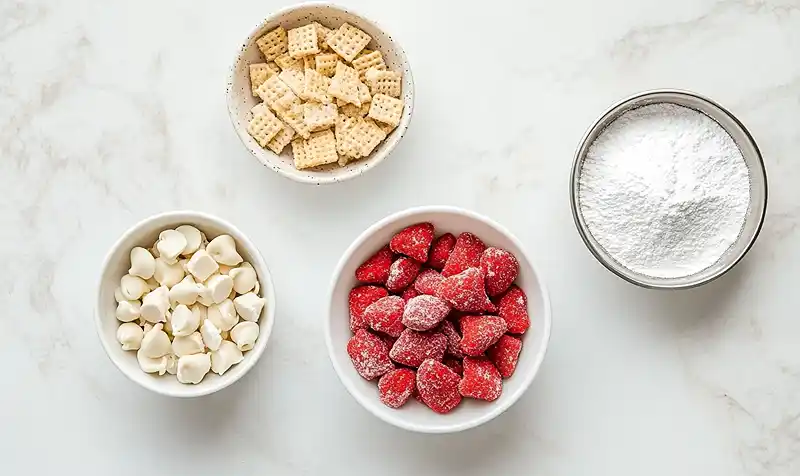 Ingredients Of Fluffy Strawberry Shortcake Puppy Chow
