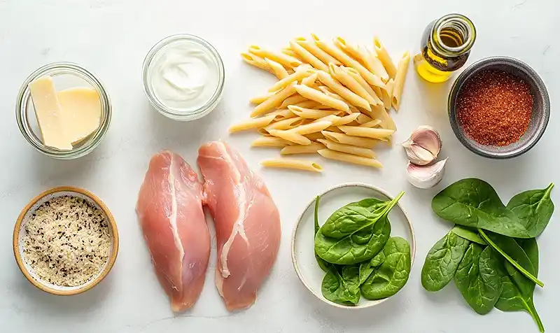 Ingredients Of Garlic Parmesan Chicken Pasta