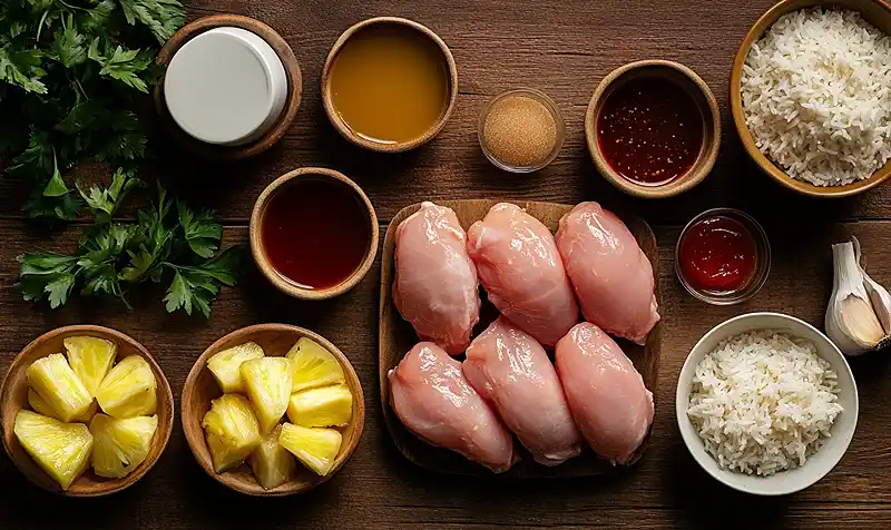 Ingredients Of Hawaiian Chicken with Coconut Rice