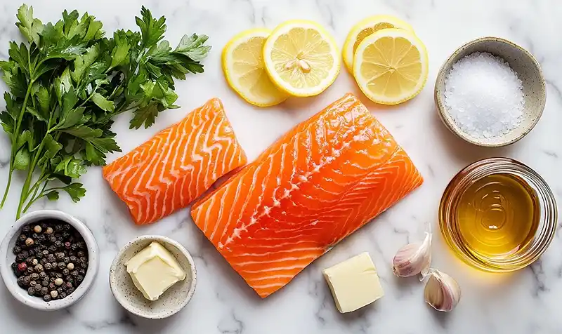 Sheet Pan Lemon Garlic Butter Salmon You'll Ever Make 3 Ingredients Of Sheet Pan Lemon Garlic Butter Salmon