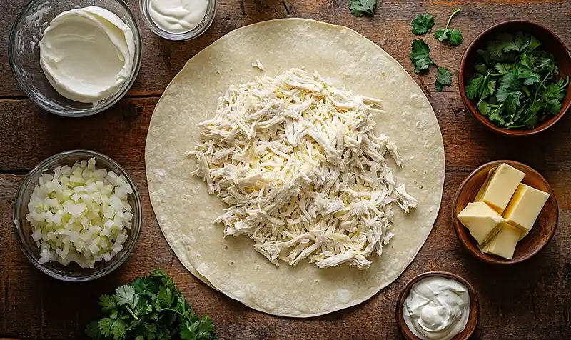 White Chicken Enchiladas with Creamy White Sauce 3 Ingredients Of White Chicken Enchiladas with Creamy White Sauce