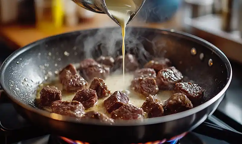 Preparing OF Garlic Steak Tortellini