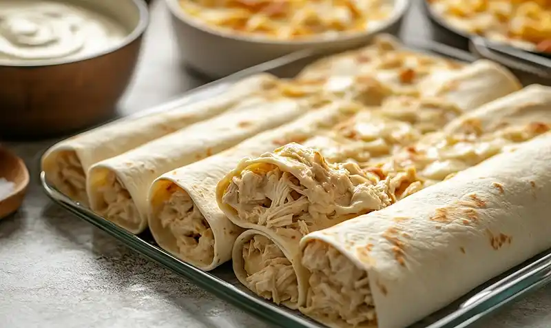 White Chicken Enchiladas with Creamy White Sauce 4 Preparing OF White Chicken Enchiladas with Creamy White Sauce