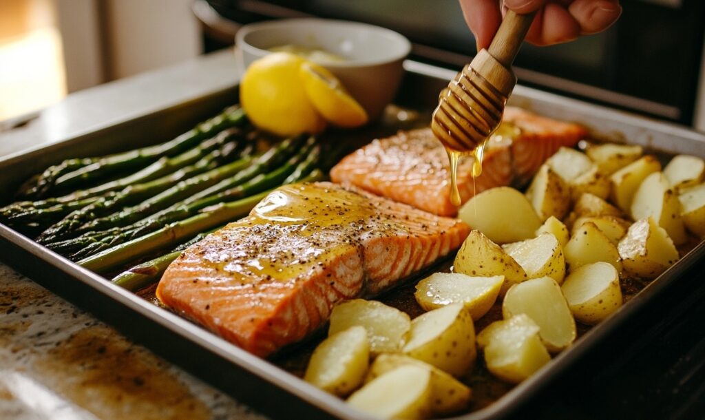 Baked Salmon with Potatoes and Asparagus Sheet Pan Dinner 4 Preparing Of Baked Salmon with Potatoes and Asparagus