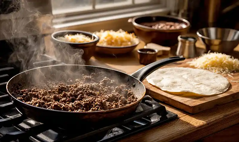 Preparing Of Beef and Cheese Chimichangas Recipe