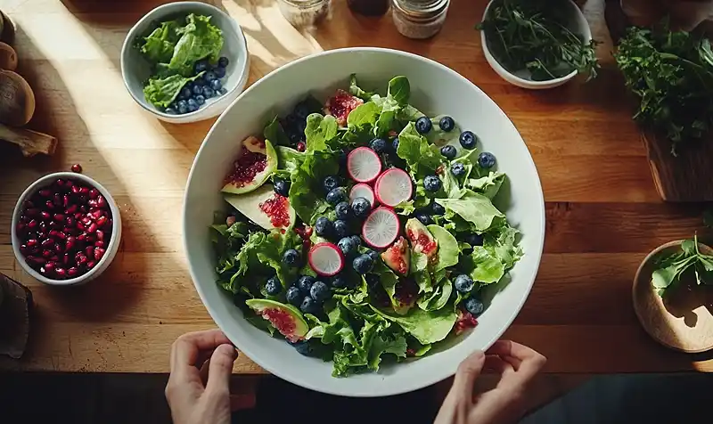 Preparing Of Blueberry Pistachio Spring Salad