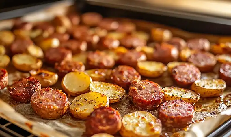 Preparing Of Cheesy Ranch Potatoes and Smoked Sausage