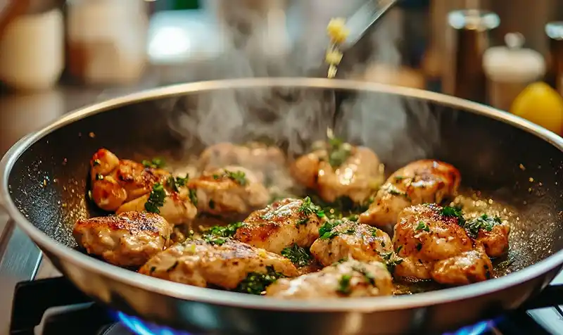 Preparing Of Cowboy Butter Lemon Bowtie Chicken Pasta