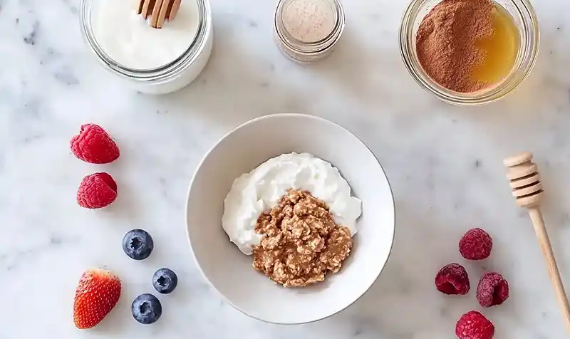Preparing Of Frozen Yogurt Granola Cups with Berries