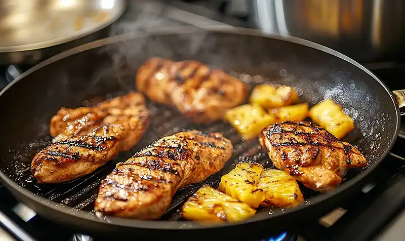 Preparing Of Hawaiian Chicken with Coconut Rice