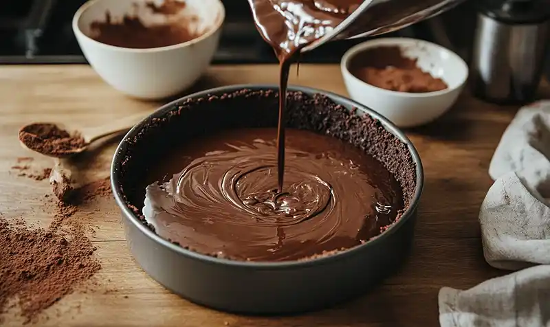 Preparing Of Irish Cream Chocolate Cheesecake