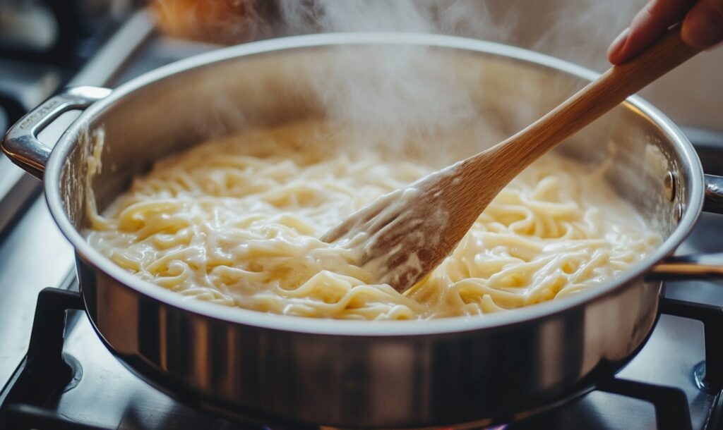 One Pot Creamy Garlic Pasta 4 Preparing Of One Pot Creamy Garlic Pasta