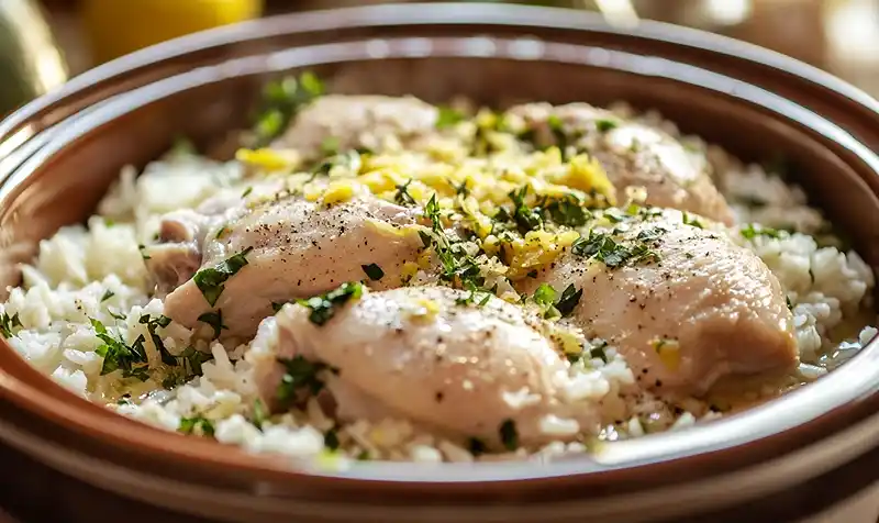 Slow Cooker Lemon Herb Chicken and Rice 4 Preparing Of Slow Cooker Lemon Herb Chicken and Rice