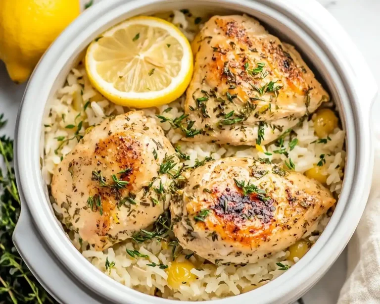 Slow Cooker Lemon Herb Chicken and Rice