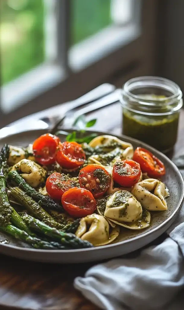 End Of One-Pan Pesto Chicken, Tortellini, and Veggies